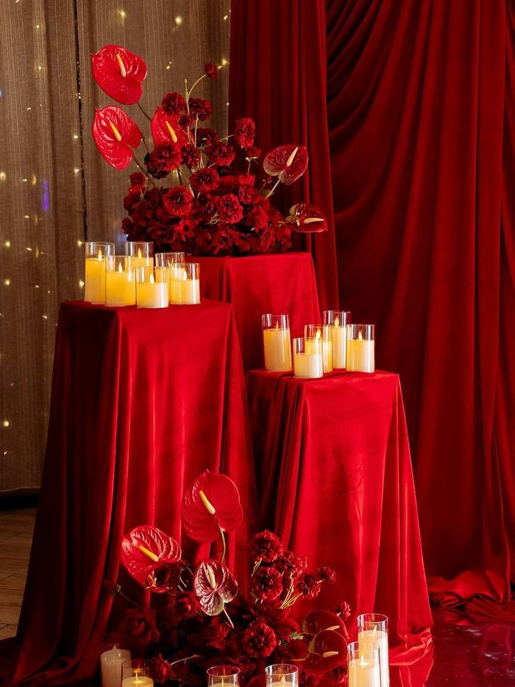 red candles wedding decor