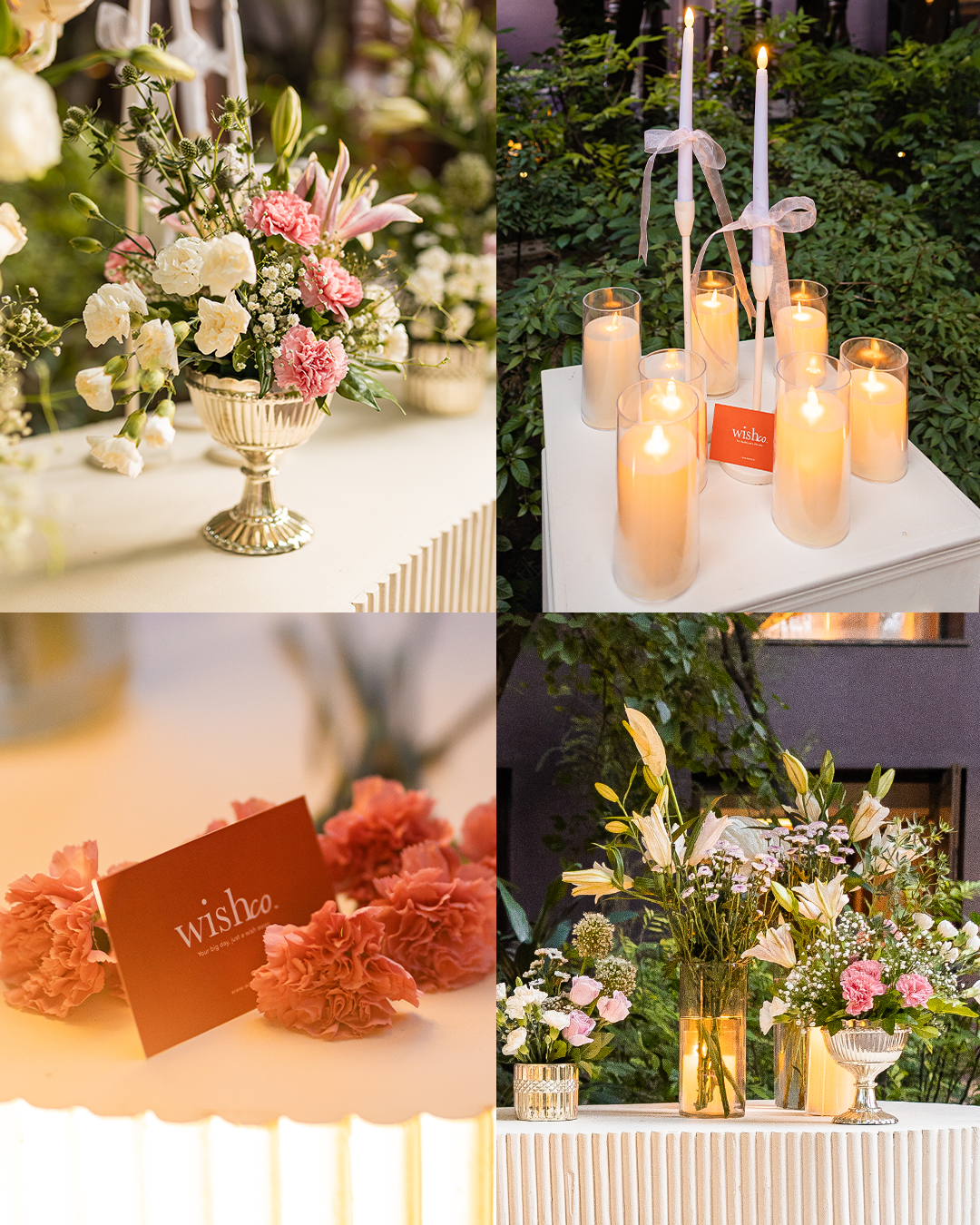 candles, florals and details